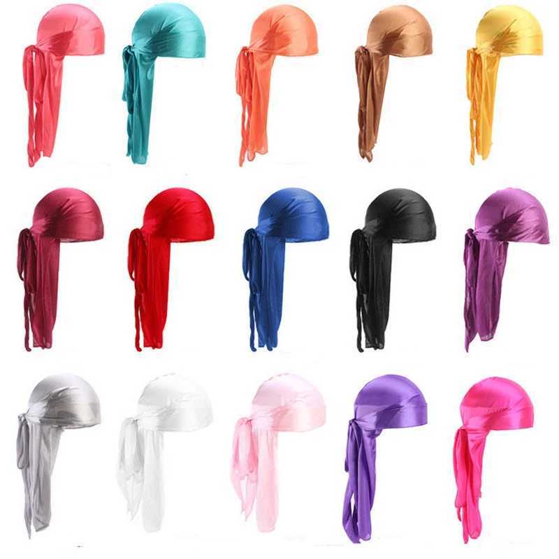 New Arrival Unisex Men Women Satin Breathable Silky Durag Long Tail Doo Rag Pirate Hat Headband Turban Bandana Durag Headwear U250623