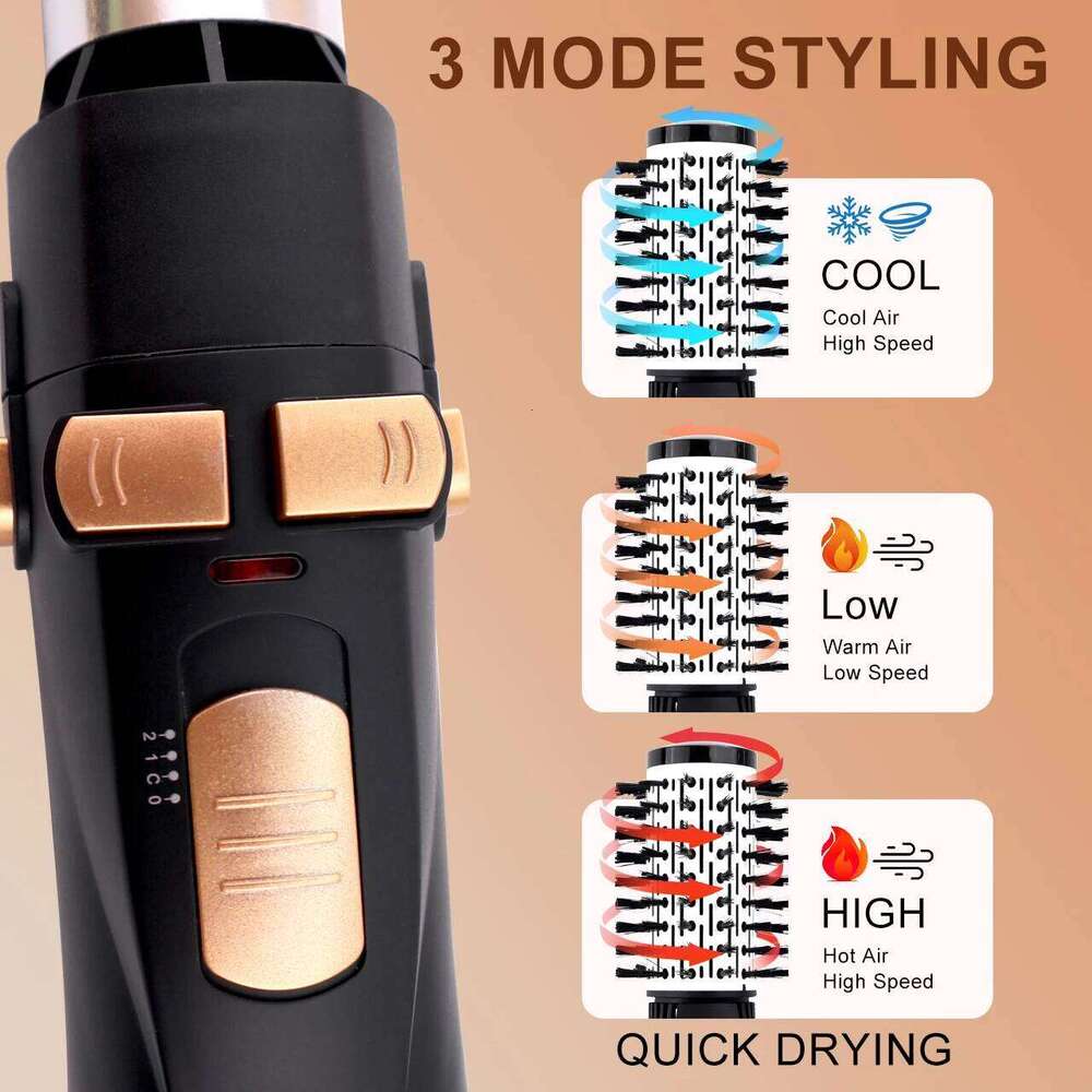 Hatteker EU 4-Head Hot Air Brush Hair Dryer Strong Wind Electric Straightener Curler Roller Comb Blower Styling Tool for Woman