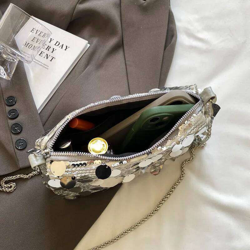 Gold Sequined Party Purse Eevning Women Summer Fashion Mini Small Satchel Lady Girl Versatile Crossbody Phone Bag