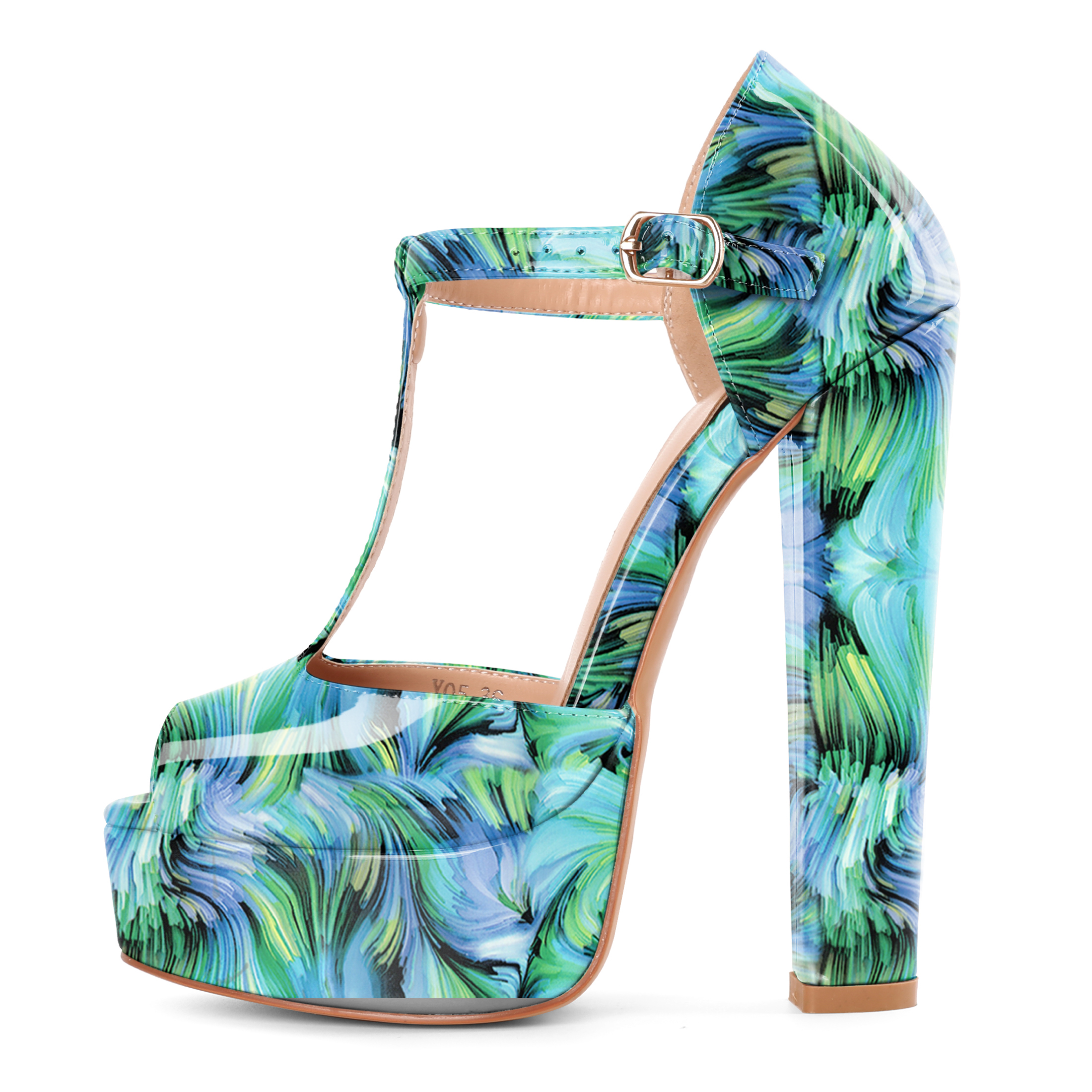 Zamikoo Women Platform Pumps Peep Toe Mary Janes Pumps Block Chunky Heels T Strap Heels