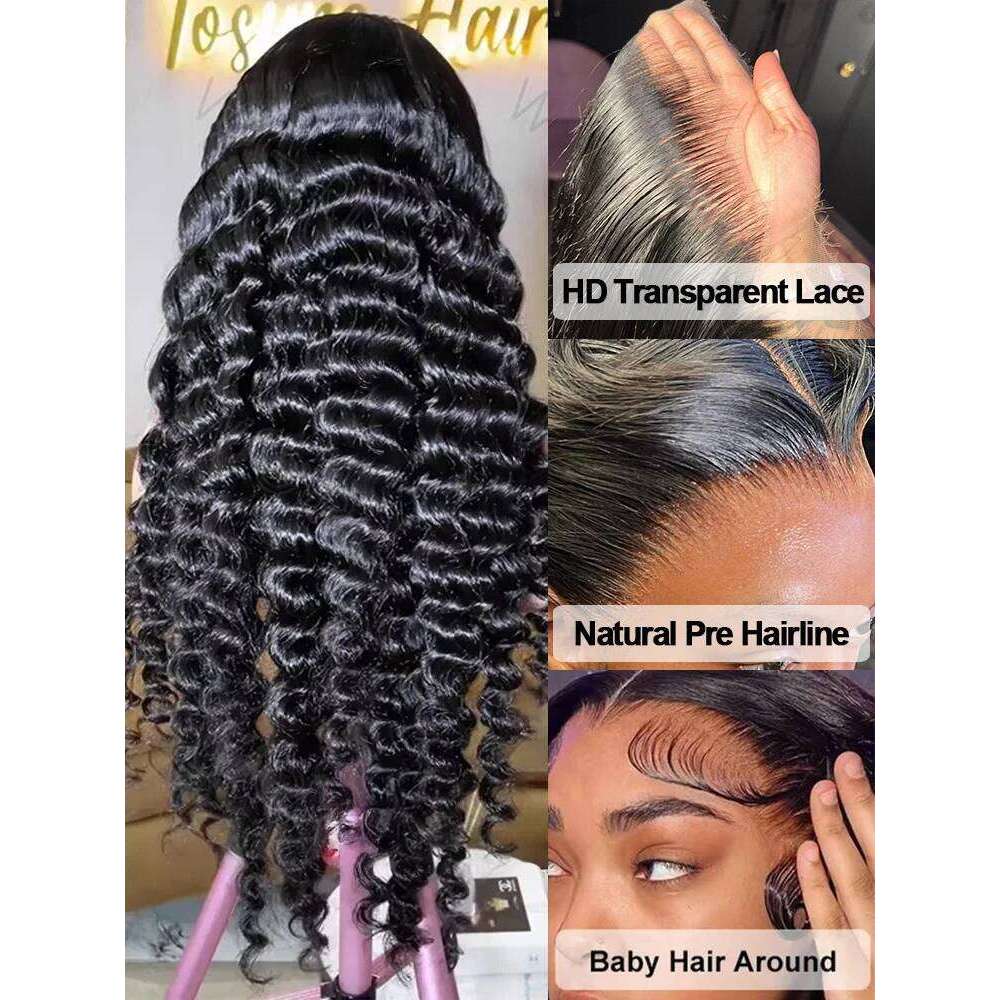 Lakeisha 220 Density Curly Human Wigs 30 40 Inch Loose Deep Wave 13x6 HD Lace Frontal Wig Preplucked Raw Remy Indian Hair