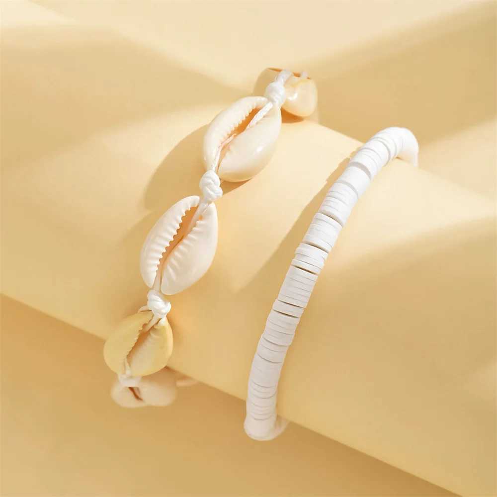 White Foot Chains 2pcs/Set Conch Shell Anklets For Women Beach Jewelry Creative Ocean Animal Ankle Bracelet Summer Accessories U250624