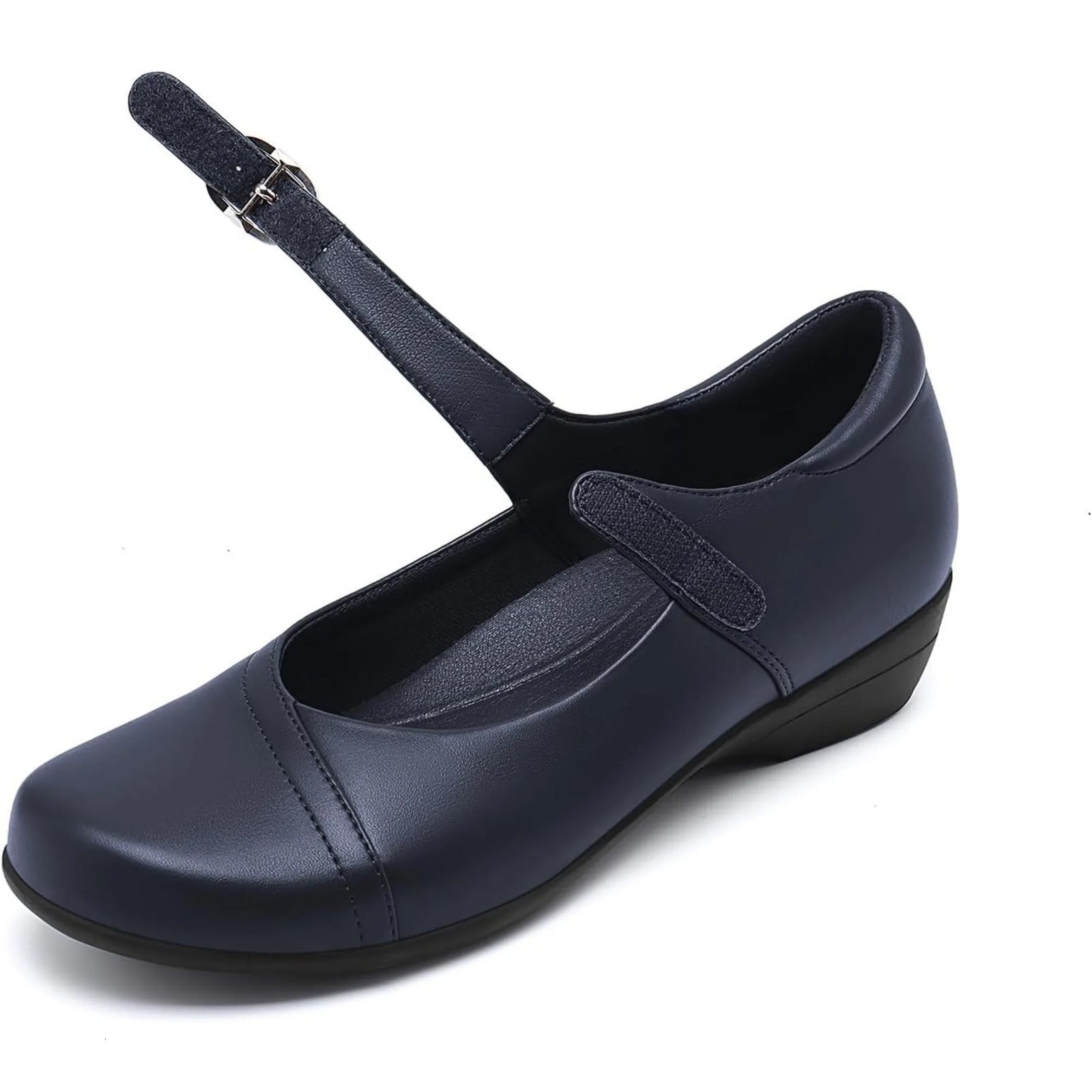 Athlefit Mary Jane Flats for Women Dressy Ballet Shoes Comfortable Round Toe Buckle Work Flat Shoes 250624