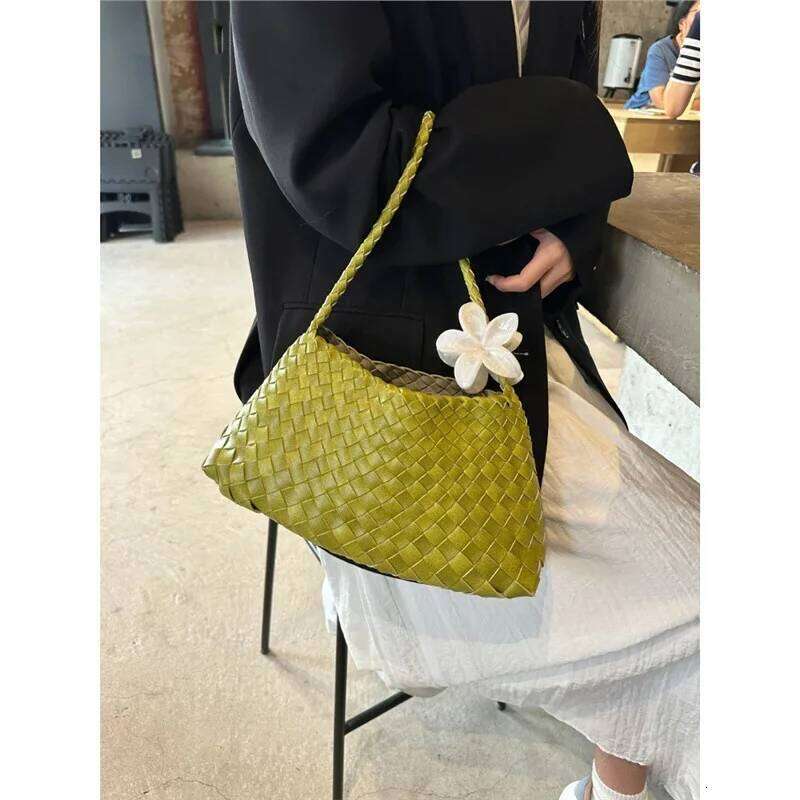 Luxury Designer bags Weaving Underarm for Women 2025 New High-end and Versatile Retro Hand-held Shoulder Mother Bag Avocado Color