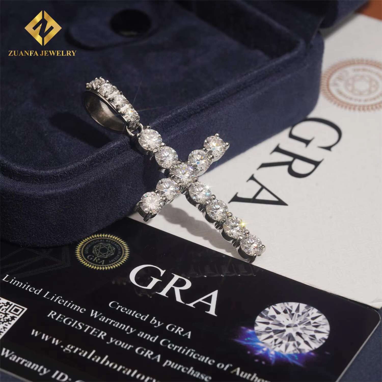 Pass Diamond Tester Custom Iced Out Hip Hop Moissanite Jewelry Pendant VVS D Moissanite Stainless Steel Cross Pendant