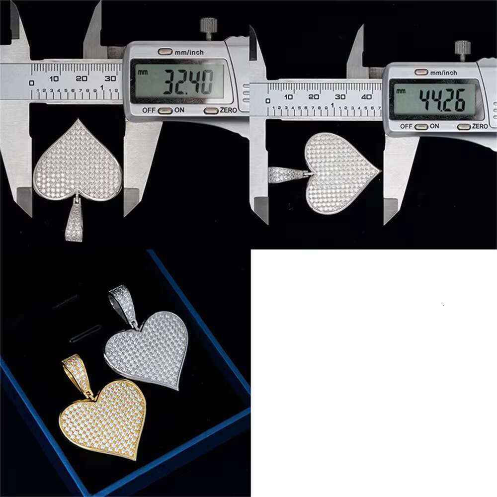 Heart VVS Moissanite S925 Pendant Iced Out Necklaces for Men Pass Diamonds Tester Moissanite Heart Pendant Necklaces With GRA