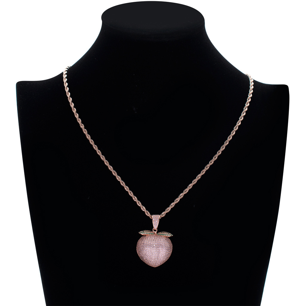 Luxury Moissanite Jewelry Hip Hop Iced Out Pink Peach Pendant Pink Nightclub Style Unisex Peach Pendant Pass the diamond tester