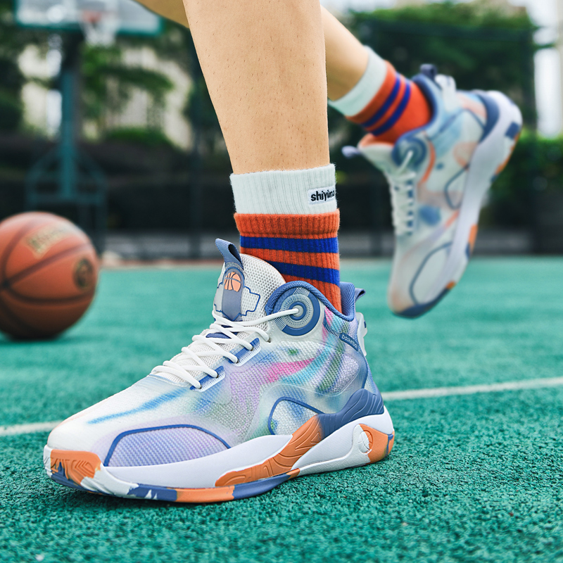 8877-High-top New Style Basketball Shoes Chinese Breathable Anti-slip Outdoor Sneakers Fitness Running Training Sneakers