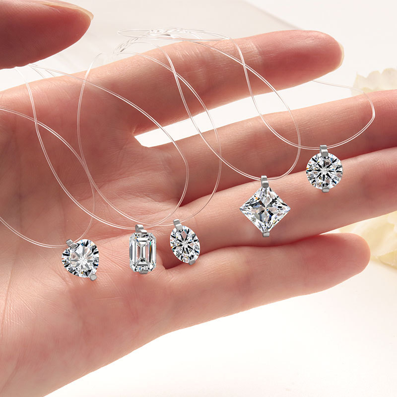 Rulalei Ins Top Sell Gorgeous Luxury Jewelry 1CT Solitaire White Moissanite Diamond Genuine 100% 925 Sterling Silver Fish Line Women Wedding Pendant N