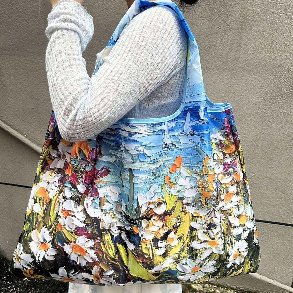 New Foldable Eco-Friendly Travel Portable Supermarket Large Capacity Single Shoulder Shopping For Women Grocery Bag