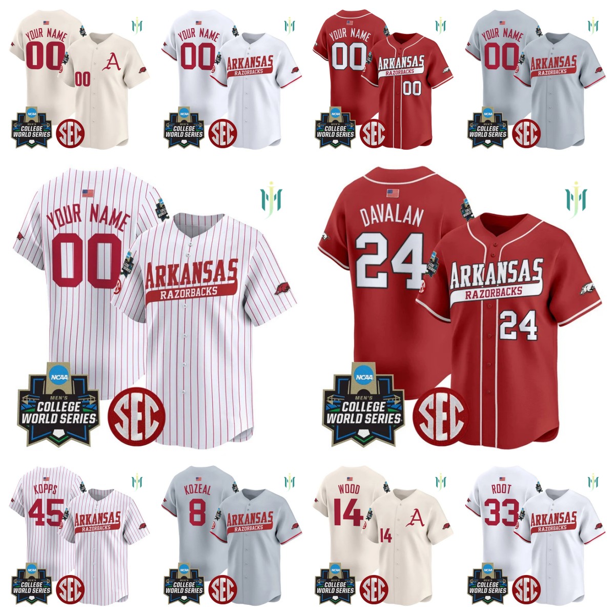 Mens Stitched Baseball Jersey - 2025 World Series Style - Arkansas Team Inspired