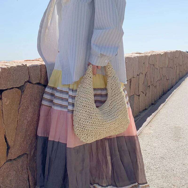 Bags LEFTSIDE Weave Big Straw For Women 2025 Summer Ladies New Trend Shoulder Bag Females Beach Bags Lady Handbags And Purses