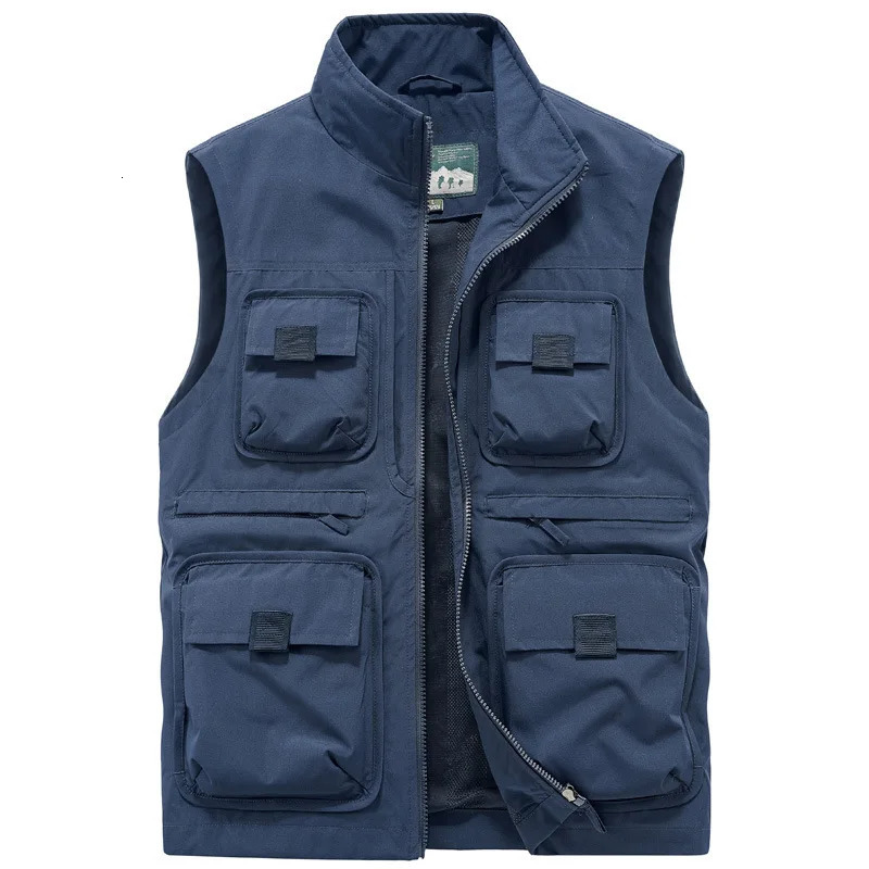 M-6xl Plus Size Mens Outdoor Waistcoat Multi Pockets Fishing Vest Sleeveless Jacket Fishing Vests Pocket Pography Waistcoat 250617