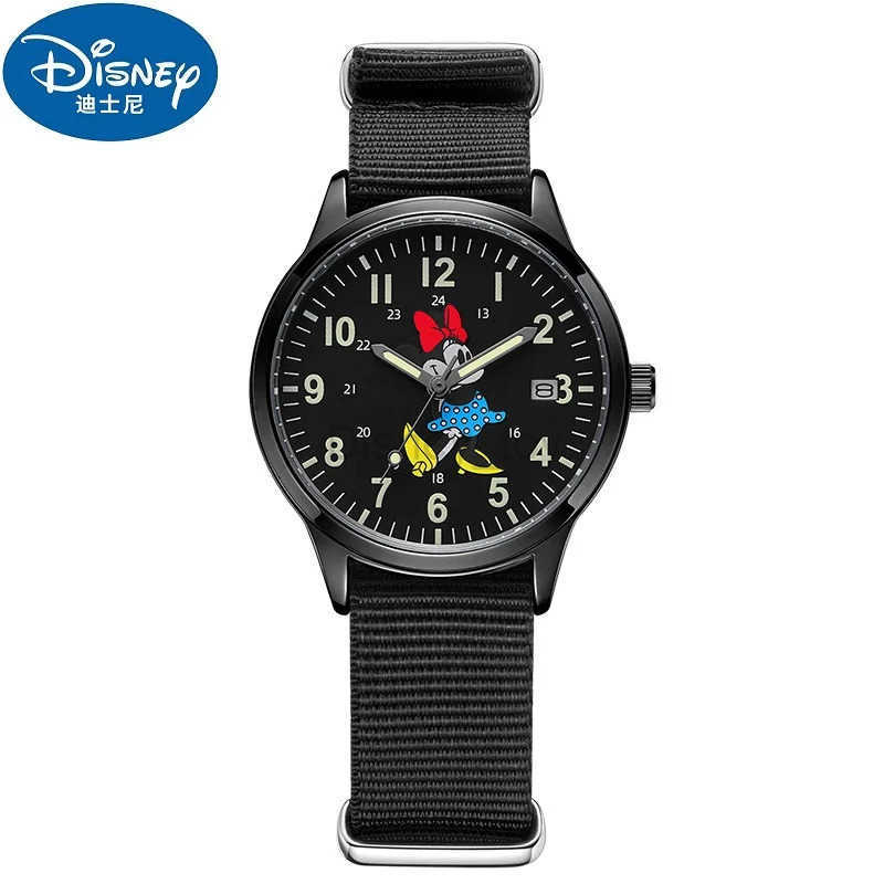 Disney For Women Men Unisex Watch Mickey Minnie Mouse Quartz Wristwatch Cartoon Dial Date Calendar Luminous Hand Youth New Clock Y250624