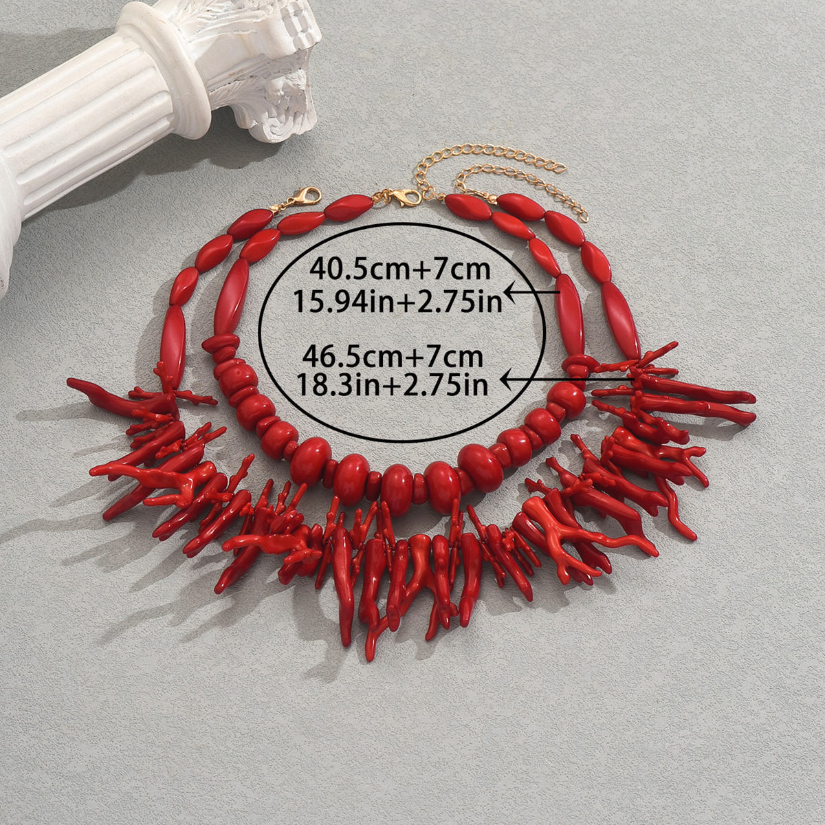 Fashion Women's Multi-Layer Coral Design Long Clavicle Chain Necklace Two-Piece Set For Women