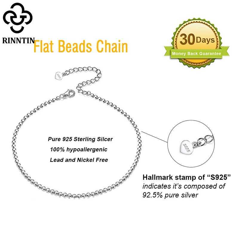 Rinntin 925 Sterling Silver Beads Chain Anklet for Women Fashion Adjustable Summer Beach Foot Bracelet Anklets Jewelry SA13 V250624