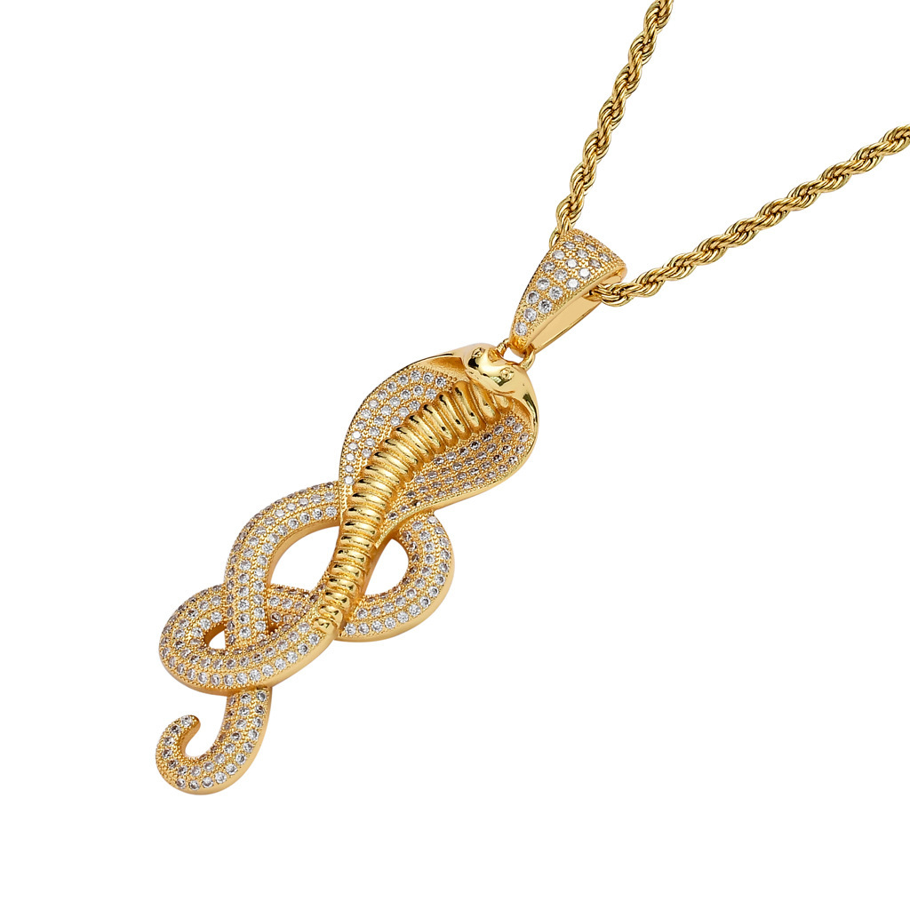 Luxury Hip Hop Pendant Cobra Pendant Diamond Set Street Style Creative Personalized Men's Hip Hop Moissanite Necklace Pass the diamond tester