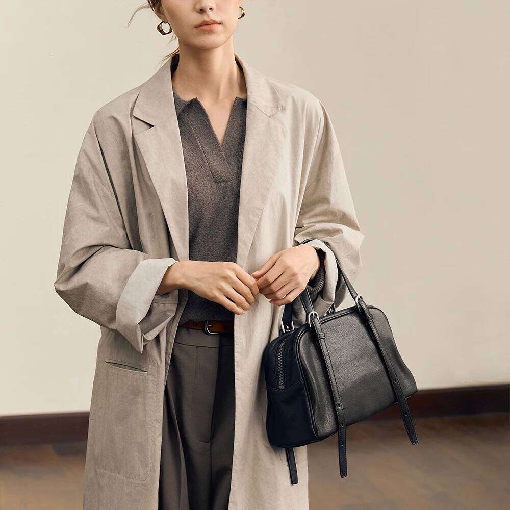 2025 Genuine Leather Women Handbag Bowling Second Layer Cowhide Female Shoulder Versatile Daily Underarm Bag Crossbody