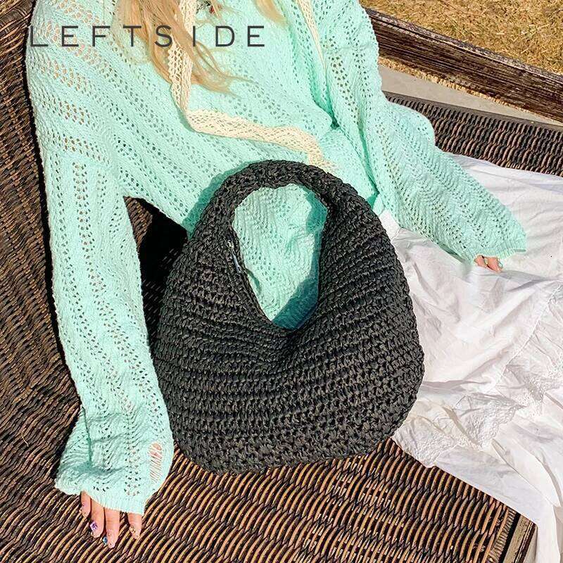 Bags LEFTSIDE Weave Big Straw For Women 2025 Summer Ladies New Trend Shoulder Bag Females Beach Bags Lady Handbags And Purses