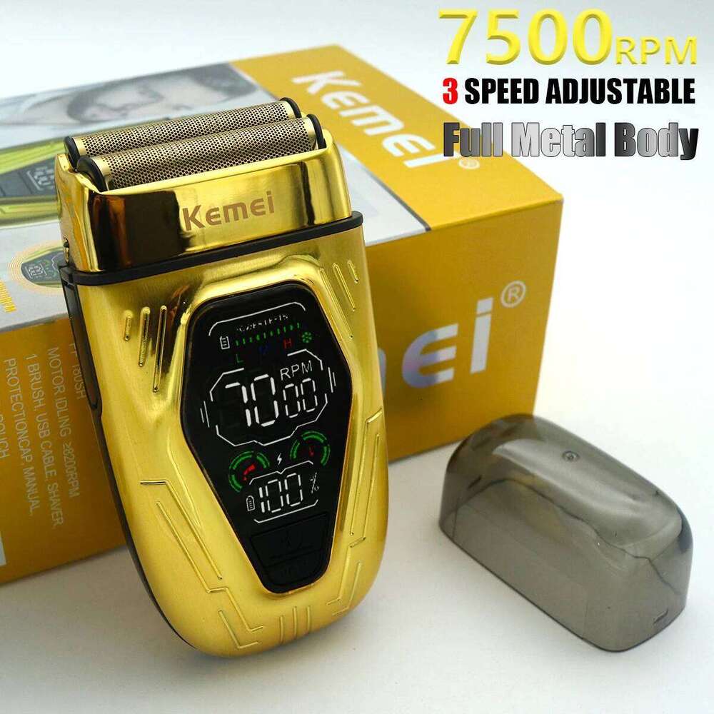 Kemei Professional Men's Electric 9W High Power Full Metal LED Display Double Foil Hair Trimmer Hine Shaver Male T360