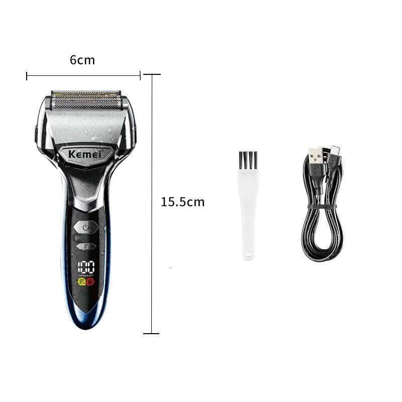 Kemei Km-3215 Waterproof Reciprocating Electric Shaver, 3D Floating Heads, USB Quick Charge Design, Men's Razor.