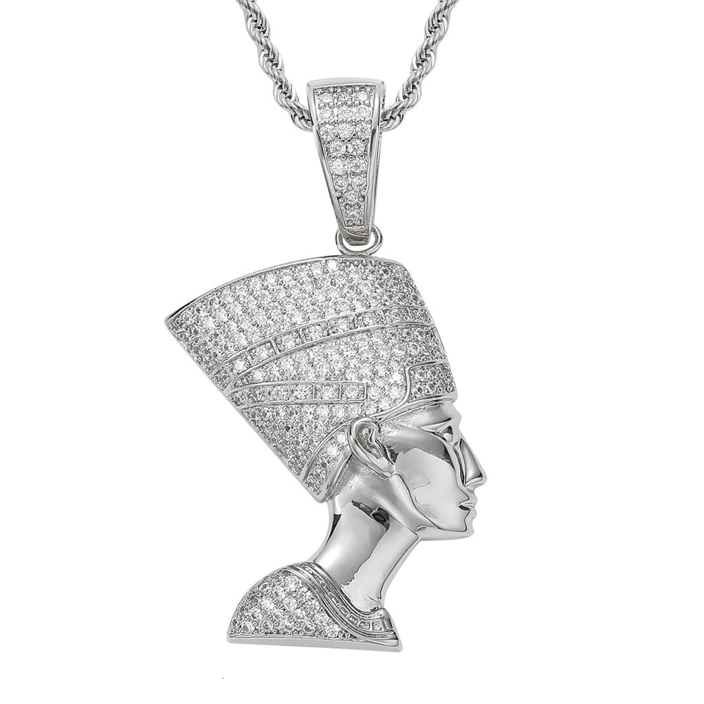 Luxury 3D Abstract Moissanite Pharaoh Head Iced Out Bling Egyptian Hip Hop Trendy Versatile Statement Accessory Pass the diamond tester