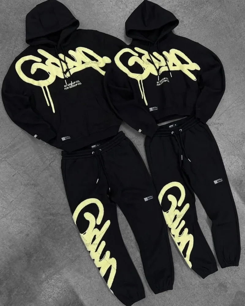 2025 Harajuku Y2K Trendy Streetwear Tracksuit Women Two Piece Set Casual Sweatshirt Retro Colorful Letter Embroidery Sweatpants 250616