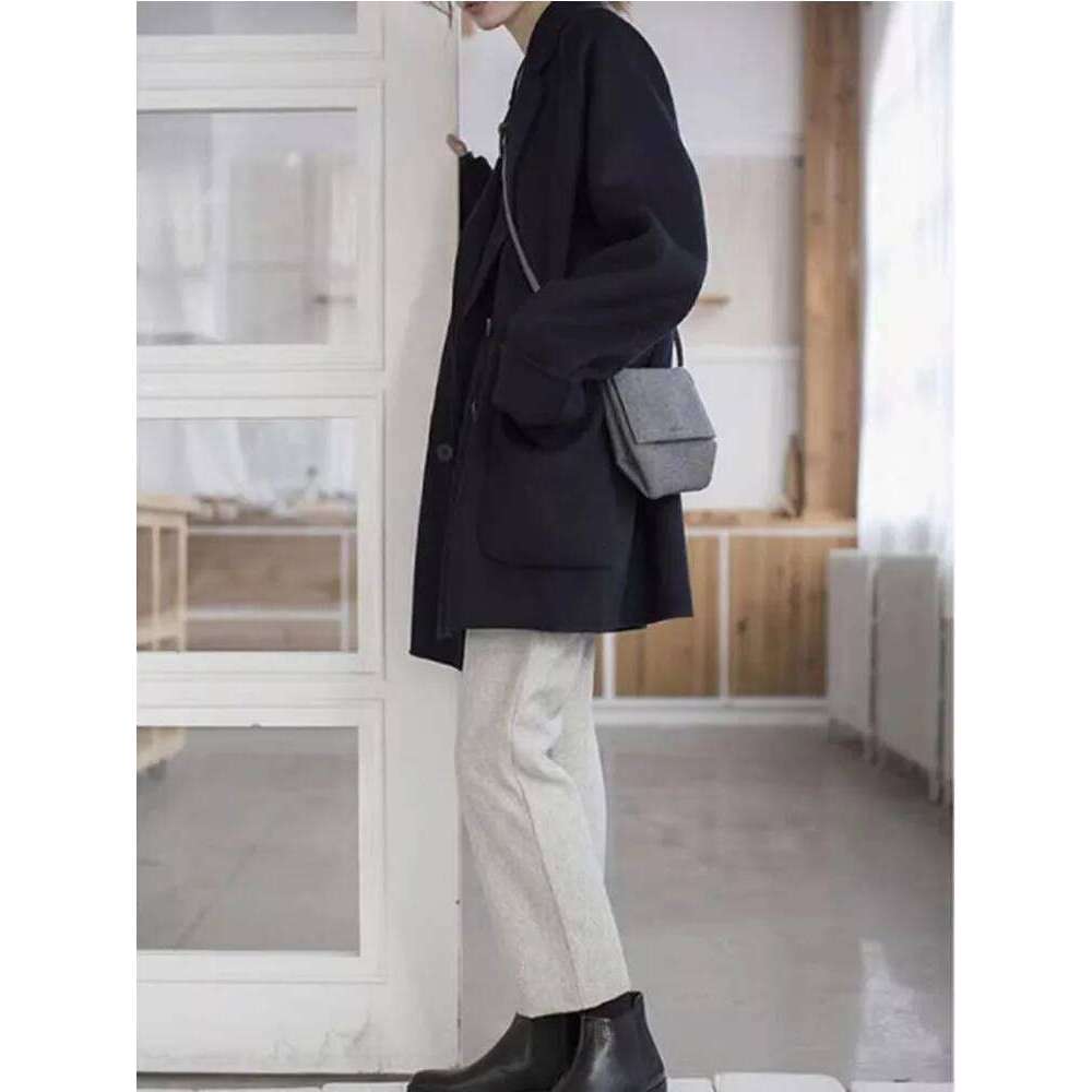 Korean Version High-End Double-Sided Cashmere For Women'S Autumn And Winter New Loose Suit Camel Colored Woolen Coat