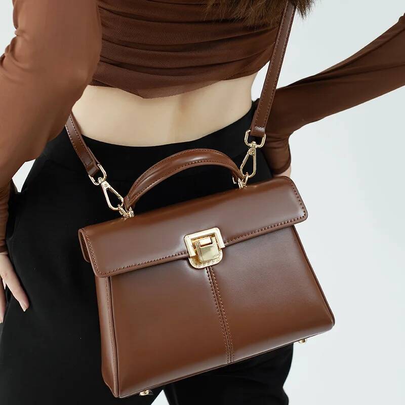 2025 Cow Leather Square Box High Quality Women's Shoudler Bags Fashion Commuter Top Handle Crossbody Bag