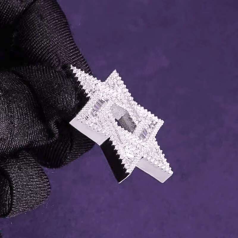 Hip Hop GRA Iced Out Bling D Color Moissanite 925 Sterling Silver Pass Diamond Tester Baguette Star Pendant for Men Women