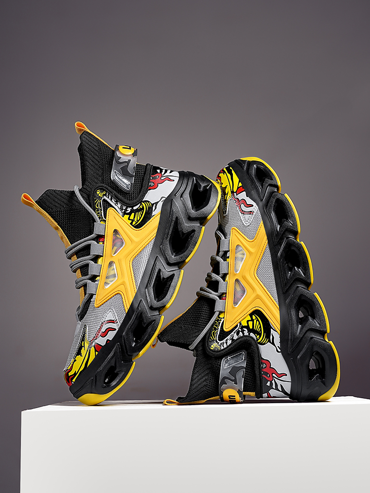 2427-New Fashion Tank Sole Sport Men Running Shoes Fly Woven Mesh Breathable Men's Basketball Sneakers Anti Slip Running Shoes Breathable Walking