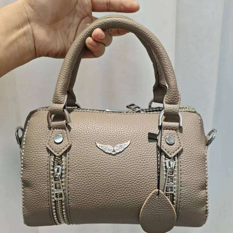 2025 New Fashionable Multi Functional Black Lychee Pattern Women's PU Single Cross Shoulder Handbag Bucket Bag