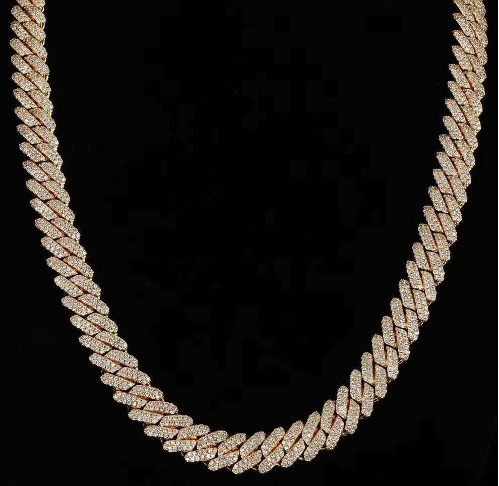 Hiphop Handmade Miami Cuban Link Chain 10mm 925 Sterling Silver Iced Out Moissanite Cuban Link Chain