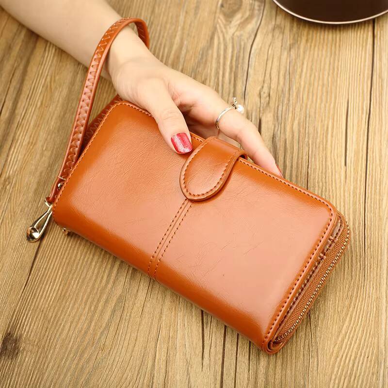 long Zipper Clutch Purse, PU Leather women Wristlet Wallet, Casual Portable Practical Card Holder ddmynov