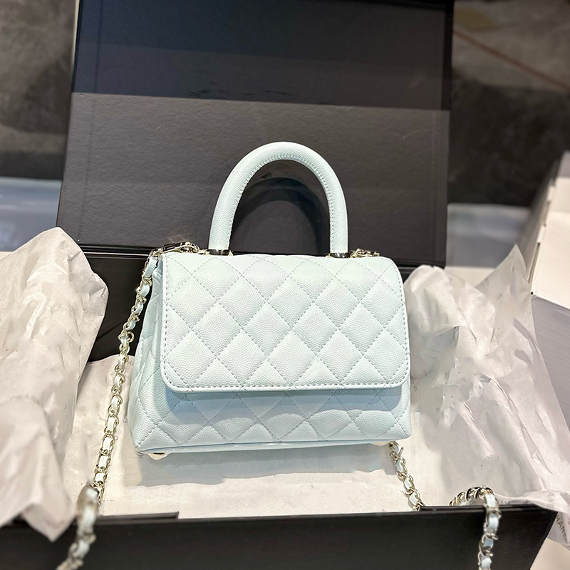 18CM 23CM Lady Women Designer Caviar Leather Co Handle Tote Bag Top Hand Clutch Totes Classic Flap Diamond Lattice Quilted Matelasse Chain Crossbody Handbag 5 Colors