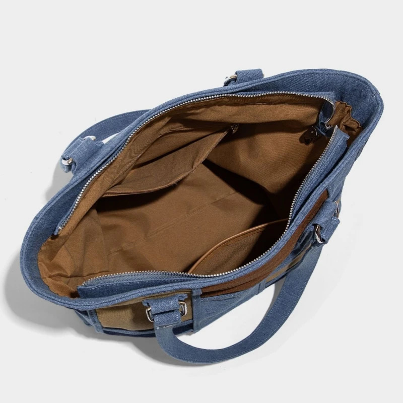 Casual Denim Patchwork Large Capacity Shoulder Bag Allmatch Handbags and Purses Style Tote Sac A Main Femme 250624