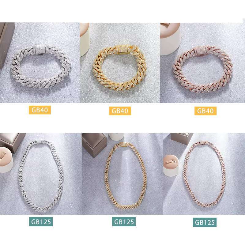 Starsgem Ready to Ship Hot Sale S925 Silver Plating Gold Moissanite Cuban Necklace Suitable Men and Women.