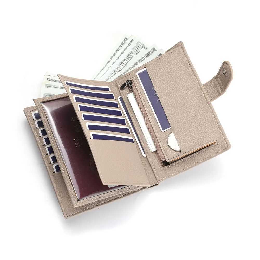 Mens And Womens PU Leather Wallet Travel Passport Wallet Multi Card Slot Holder Wallet Travel Accessories XJ250624