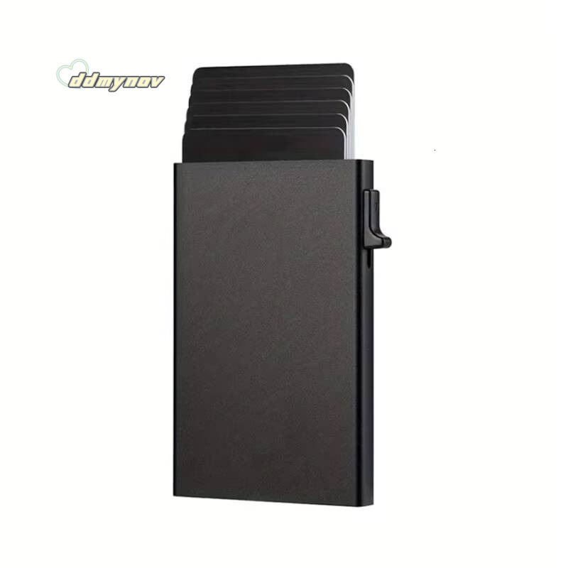 Anti-theft RFID ID Credit Side Push Pop-up Card Holder Thin Aluminium Metal Wallets Bank Men Wallet ddmynov
