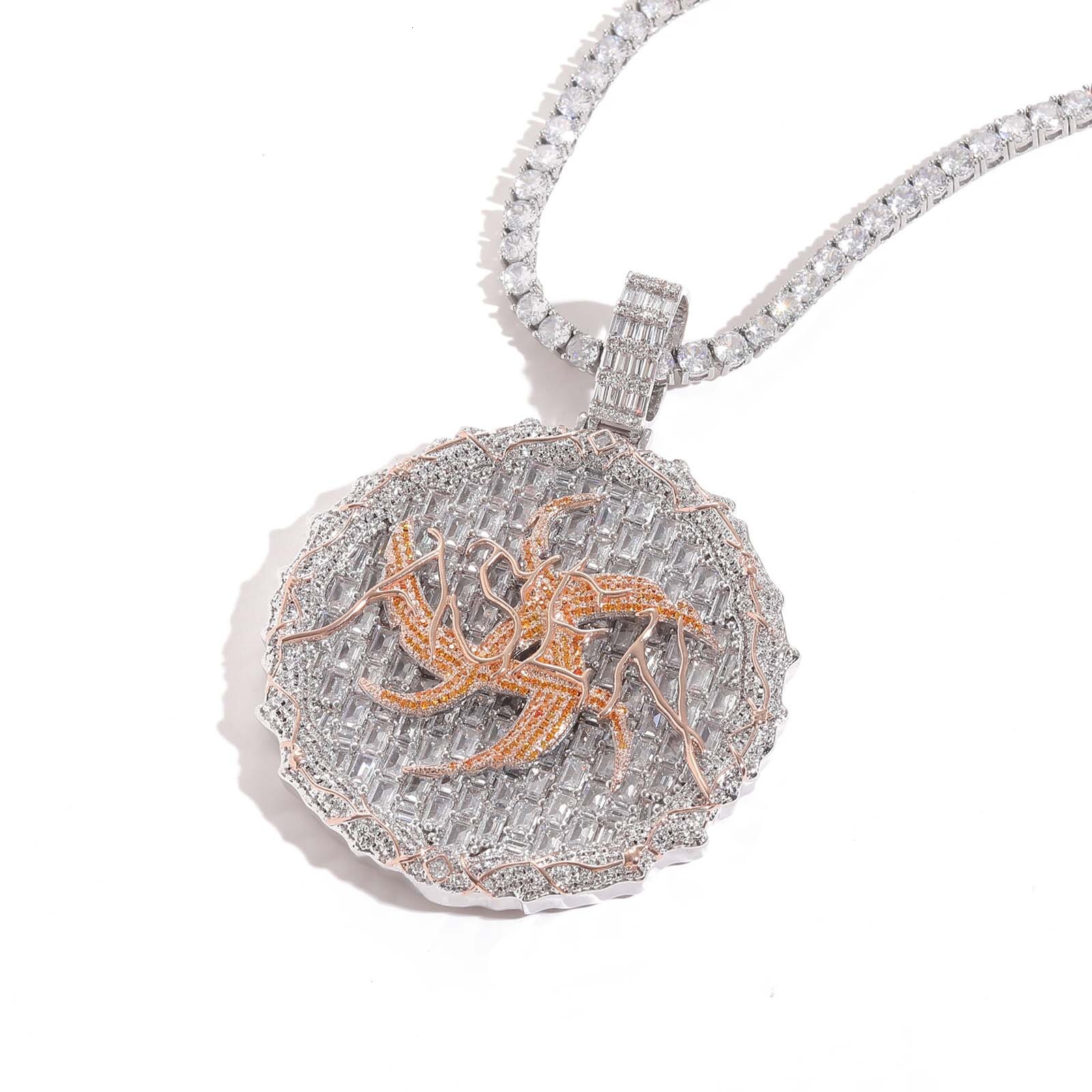 Luxury Moissanite Jewelry 6cm Large Round Disc Necklace Diamond Studded Trendy Hip Hop Pendant Pass the diamond tester