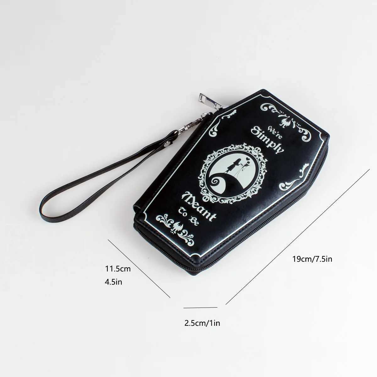 Dark Style Coffin Design Coin Purse Halloween Pattern Clutch Zipper Wallet PU Leather Trendy PurseXJ250624