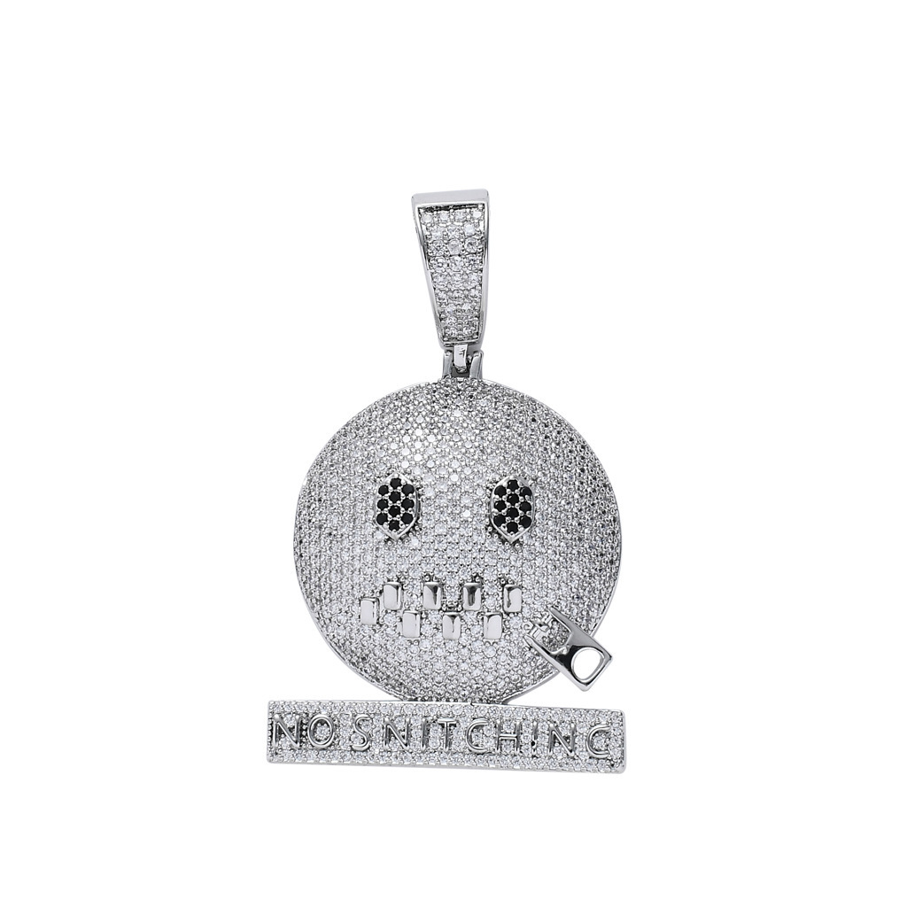Luxury Moissanite Hip Hop Necklace Men Cartoon Emoji Zipper No Snitching Trendy Iced Out Jewelry Pass the diamond tester