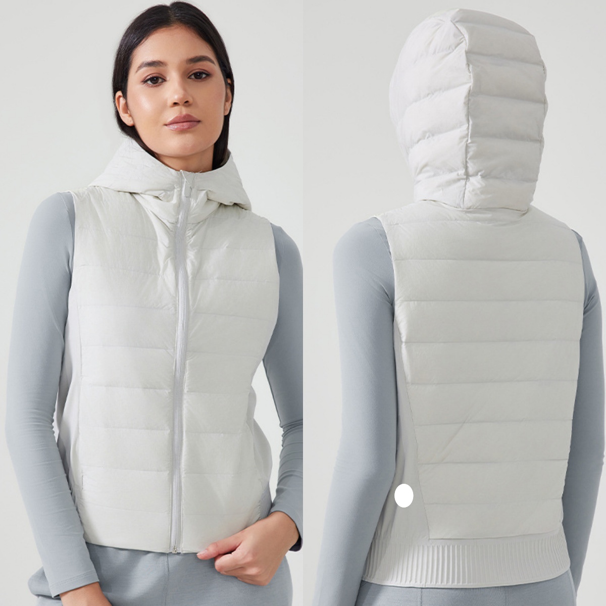 UU-L3822 Comfortable Athletic Vest for Ladies: Insulated Hoodie Sweater Designed for Cold Weather Exercises Lightweight Hooded Casual Sports Vest Jacket