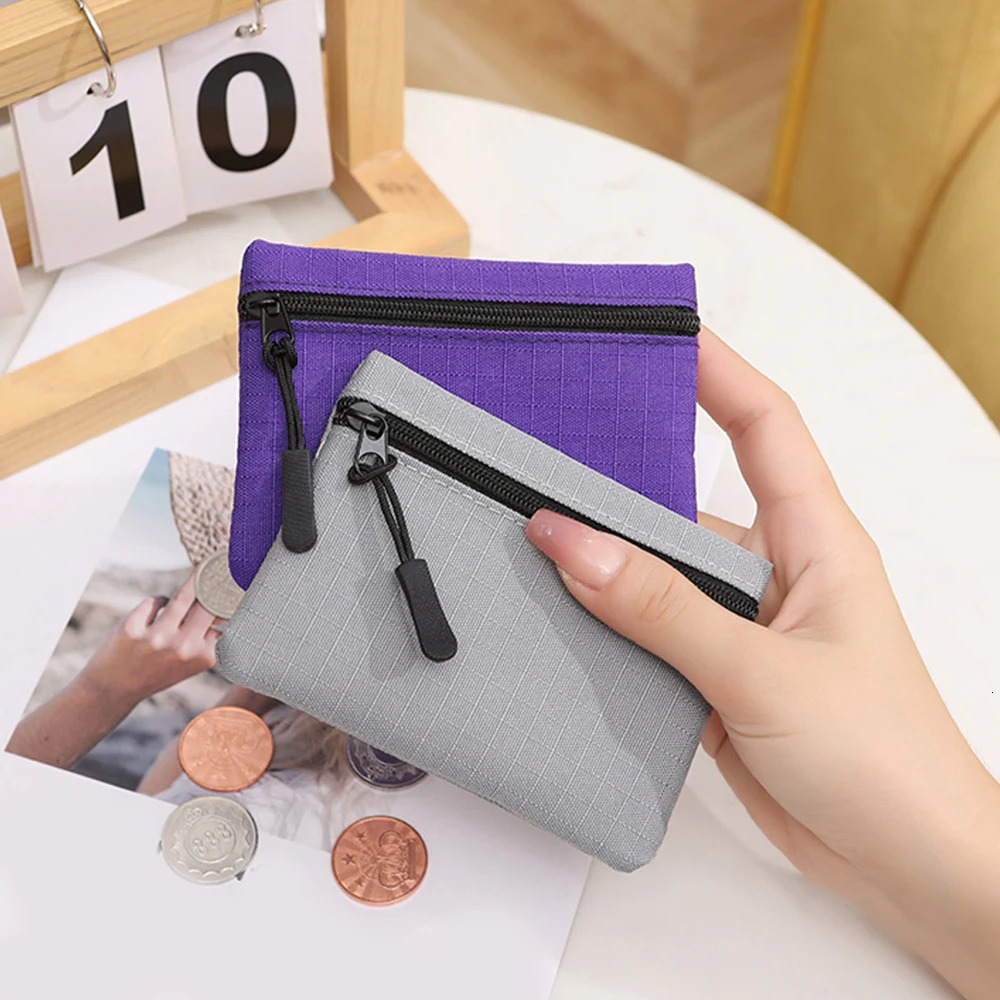 2024 New Short Wallet Pouch Bag Mini Purse Coin Bag Card Holder Zipper Waterproof PU Solid With Keyring Handbag Coin Purses R250624