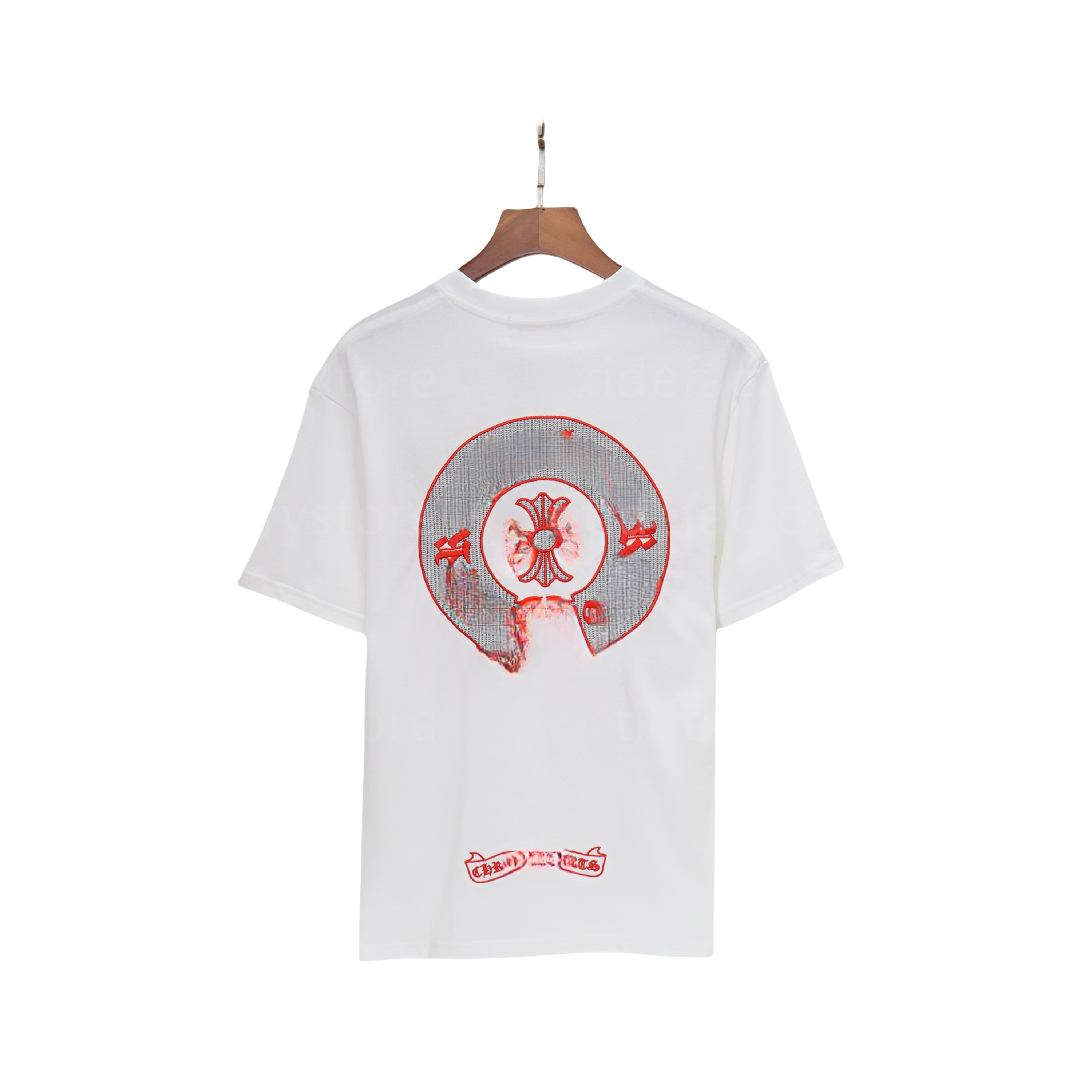 chrome shirt Summer Short Sleeved Men Sanskrit Horseshoe Print Embroidery Casual T-shirt Women Fashion Trendy 270g Cotton O-neck Tee Tops Luxury tshirt