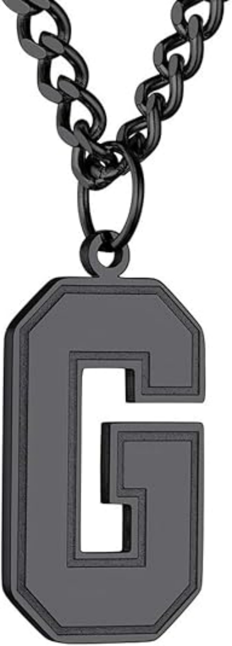 GoldChic Men Initial letter Necklace, Stainless Steel Large Initials Necklace for Sports Men Athletes, Alphabet Pendant with 4mm Cuban Chain