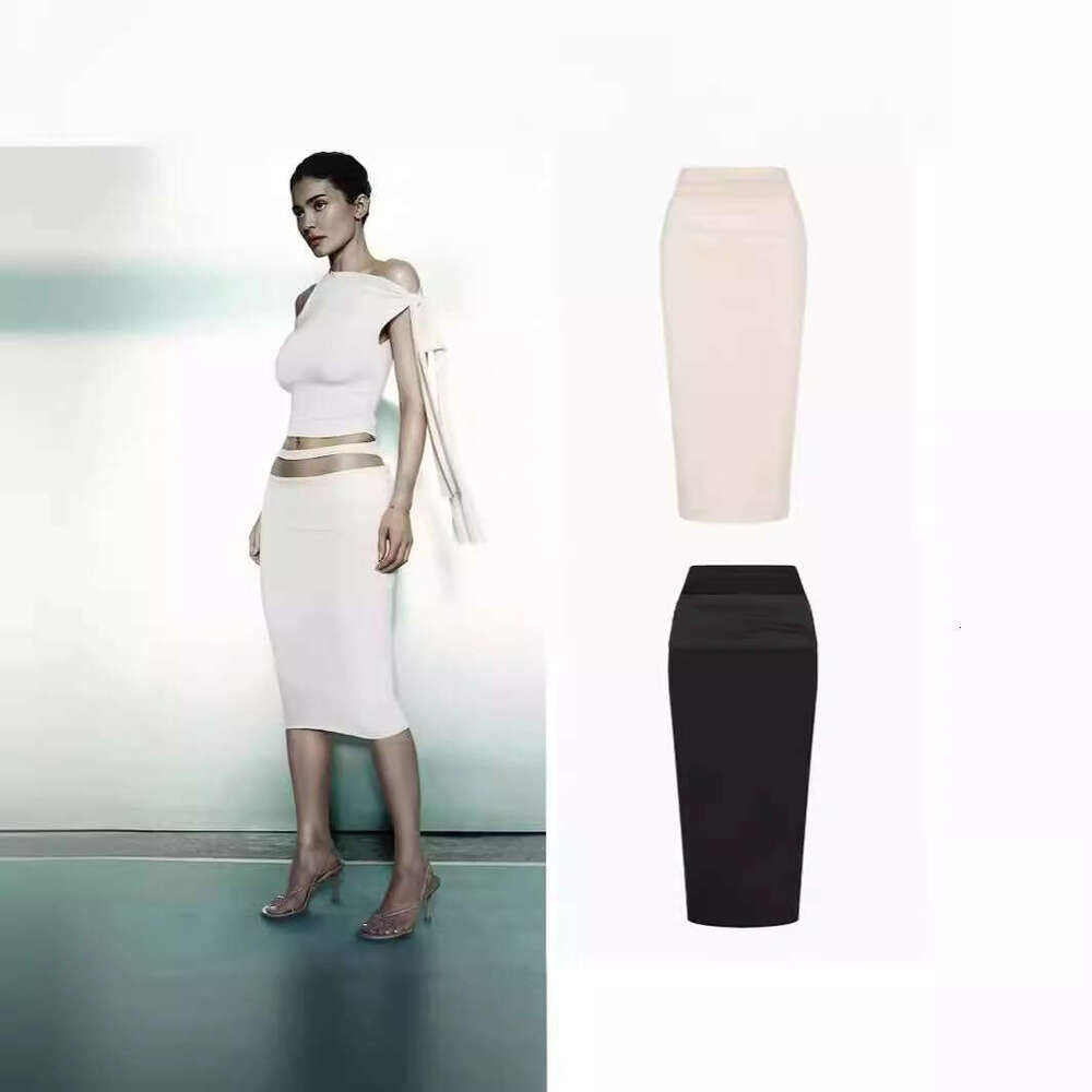 Kylie Style Khy Niche Design Asymmetric Strap Vest Top And Skirt Set For Women B5