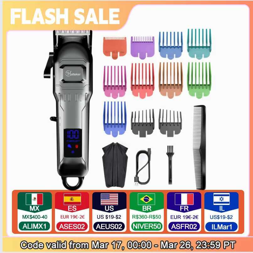 HATTEKER Electric Hair Clipper Professional Mens Hair Trimmer Barber USB Cordless Hair Machine Hairdressing Cape Set XJ250624
