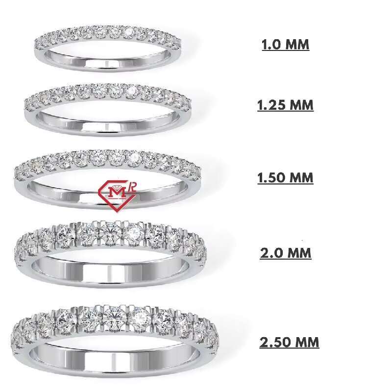 ALL SIZE AVAILABLE 14k Solid Gold Moissanite Diamond Wedding Band Stack Ring Half Eternity Band for Women