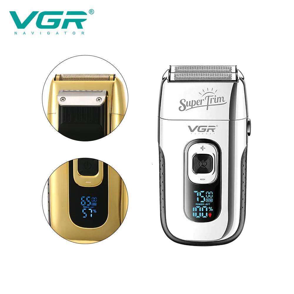 VGR Rechargeable Barber Hair 3-Speed Shaver For Men Bald Head Shaving Hine Professional Beard Electric Razor